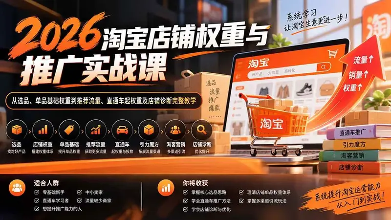 2026淘宝店铺权重与推广实战课:权重及店铺诊断完整教学 第1张 2026淘宝店铺权重与推广实战课:权重及店铺诊断完整教学 第1张