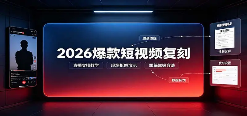 2026爆款短视频复刻:直播实操教学,配套文字文档掌握全流程 第1张 2026爆款短视频复刻:直播实操教学,配套文字文档掌握全流程 第1张
