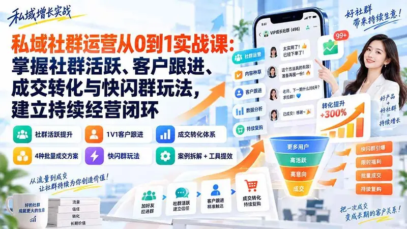 私域社群运营从0到1实战课,成交转化与快闪群玩法 第1张 私域社群运营从0到1实战课,成交转化与快闪群玩法 第1张