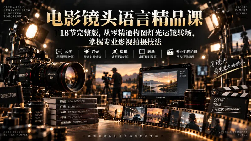 电影镜头语言精品课,从零精通构图灯光运镜转场,掌握专业影视拍摄技法 第1张 电影镜头语言精品课,从零精通构图灯光运镜转场,掌握专业影视拍摄技法 第1张