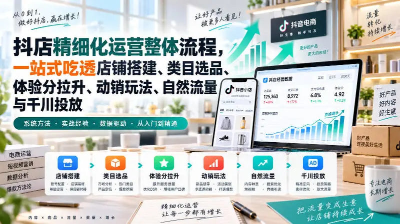 李哥电商-抖店精细化运营整体流程,一站式吃 第1张 李哥电商-抖店精细化运营整体流程,一站式吃 第1张