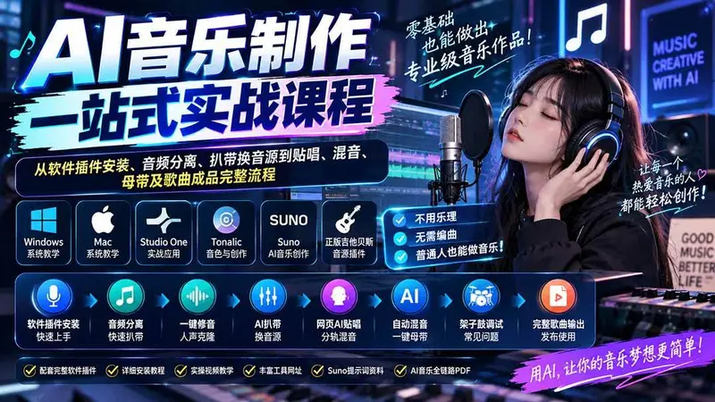 AI音乐制作一站式实战课程:歌曲成品完整流程 第1张 AI音乐制作一站式实战课程:歌曲成品完整流程 第1张