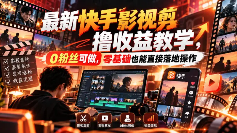 最新快手影视混剪撸收益教学，0粉丝可做，零基础 第1张