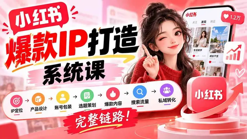 小红书爆款IP打造课：IP定位→产品设计→账号包装→选题策划 第1张