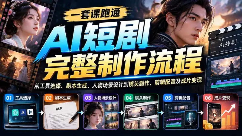 AI短剧完整制作流程:从工具选择、剧本生成、人物场景设计到镜头制作、剪辑配音及成片变现 第1张 AI短剧完整制作流程:从工具选择、剧本生成、人物场景设计到镜头制作、剪辑配音及成片变现 第1张