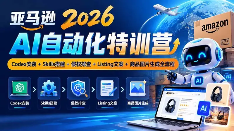 亚马逊2026AI自动化-10月特训营：Codex安装+Skills搭建+侵权排查+Listing文案+商品图片生成全流程 第1张